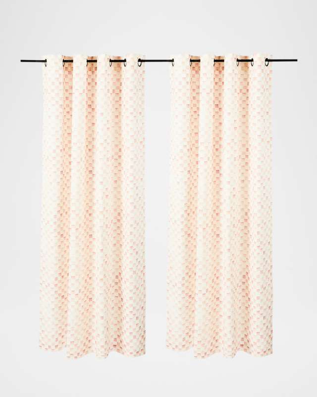 Rosy Check Light-Filtering Curtain Panel with Grommet Top, 52" x 84"